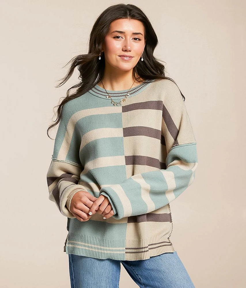 New Mixed Stripe Oversized Sweater