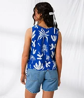 Tropical Side Tie Tank Top