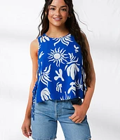 Tropical Side Tie Tank Top