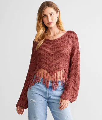 Very J Crochet Fringe Sweater