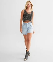 Embellished Mesh Cropped Tank Top