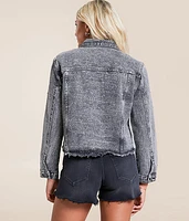 Rhinestone Cropped Denim Jacket