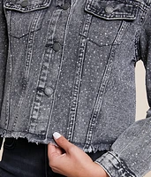 Rhinestone Cropped Denim Jacket