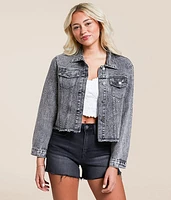 Rhinestone Cropped Denim Jacket
