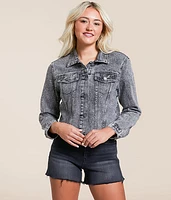 Rhinestone Cropped Denim Jacket