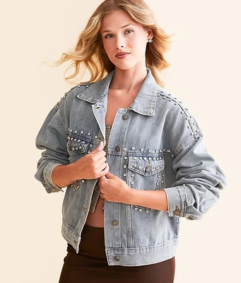 Veveret Chunky Rhinestone Denim Jacket