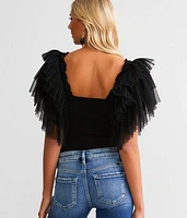 Smocked Ruffle Sleeve Bodysuit