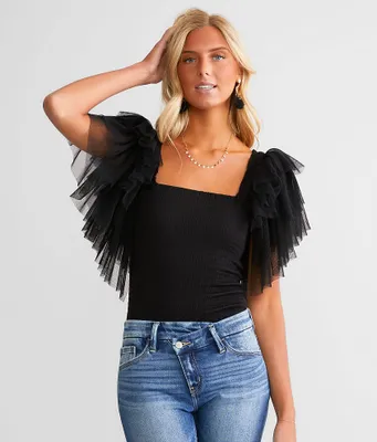 Smocked Ruffle Sleeve Bodysuit