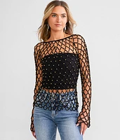 Veveret Beaded Open Stitch Sweater