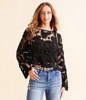 Veveret Crochet Cropped Sweater