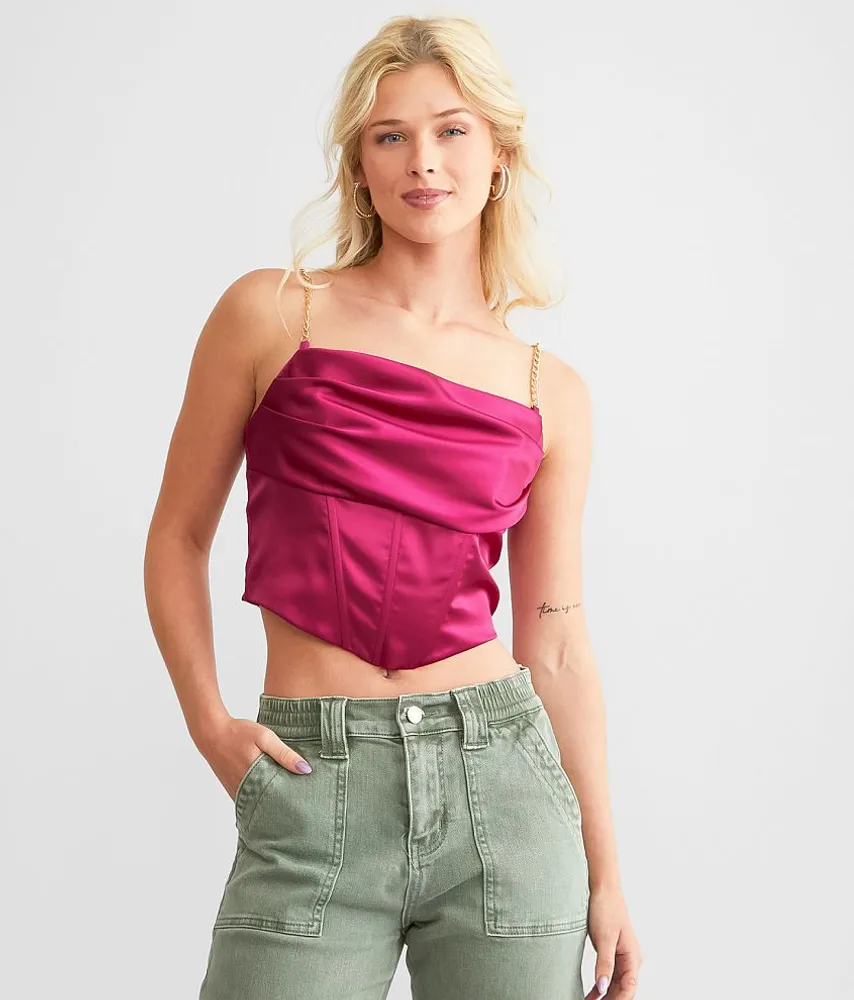 Satin Corset Cropped Tank Top