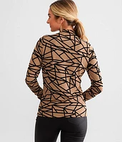 Mock Neck Flocked Top