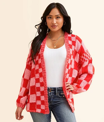 Bae Vely Checkered Cardigan Sweater