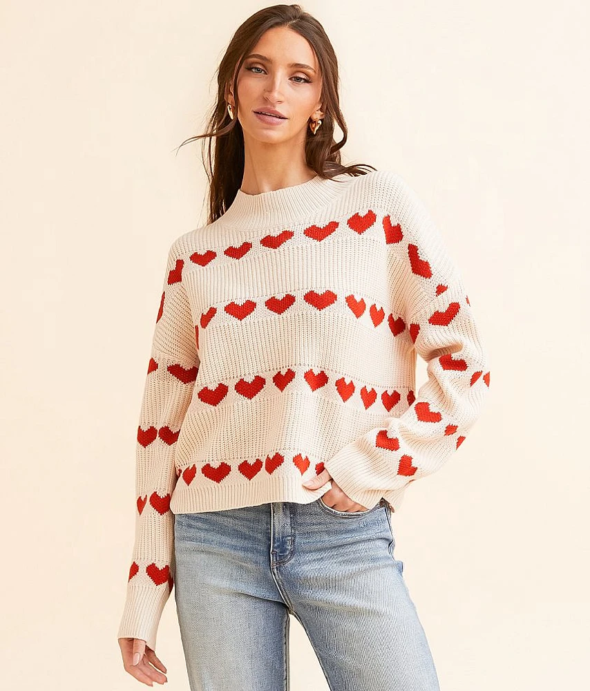 Bae Vely Heart Striped Sweater