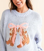 Cowboy Boot Oversized Knit Sweater