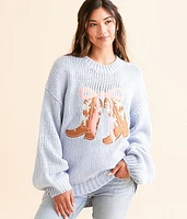 Cowboy Boot Oversized Knit Sweater