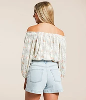 Floral Ruffle Off The Shoulder Top