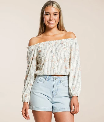 Floral Ruffle Off The Shoulder Top