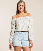 Floral Ruffle Off The Shoulder Top