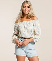 Floral Ruffle Off The Shoulder Top