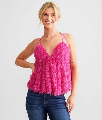 Feather Peplum Tank Top