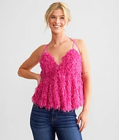 Feather Peplum Tank Top