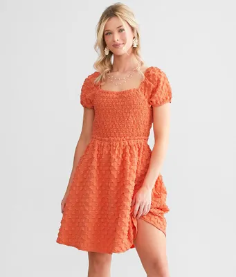 Willow & Root Smocked Lace-Up Mini Dress