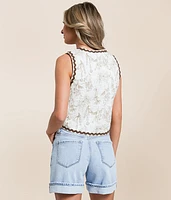 Quilted Floral Print Vest