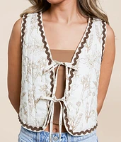 Quilted Floral Print Vest