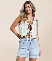 Quilted Floral Print Vest