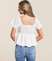 Floral Bubble Peplum Top