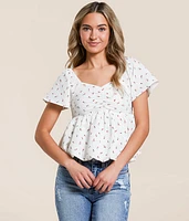 Floral Bubble Peplum Top