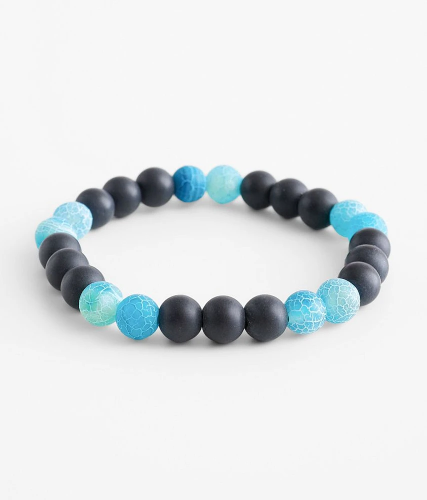 Matte Blue Black Agate Bracelet