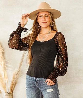 Ribbed Knit Fitted Top