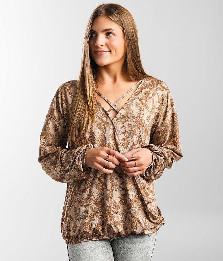 Daytrip Paisley Surplice Top