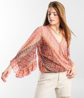 Willow & Root Surplice Mesh Top