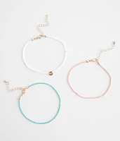 3 Pack Smiley Anklet Set