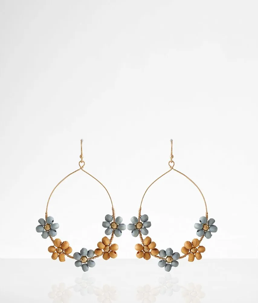 boutique by BKE Wood Flower Bead Earring