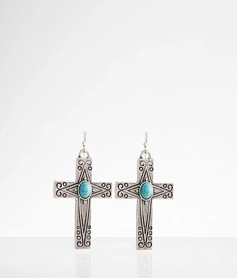 boutique by BKE Turquoise Cross Drop Earring