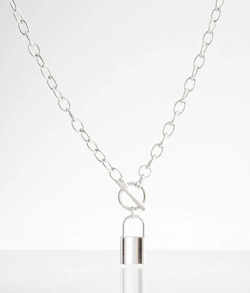 Quilted Padlock Chain Necklace