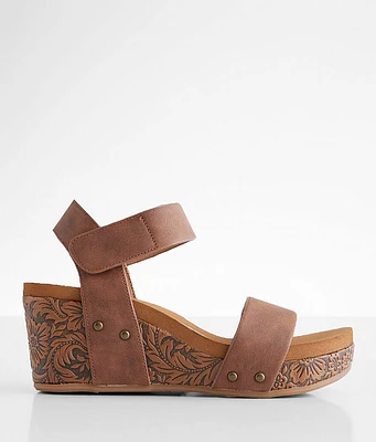 Heritage Floral Tooled Wedge Sandal
