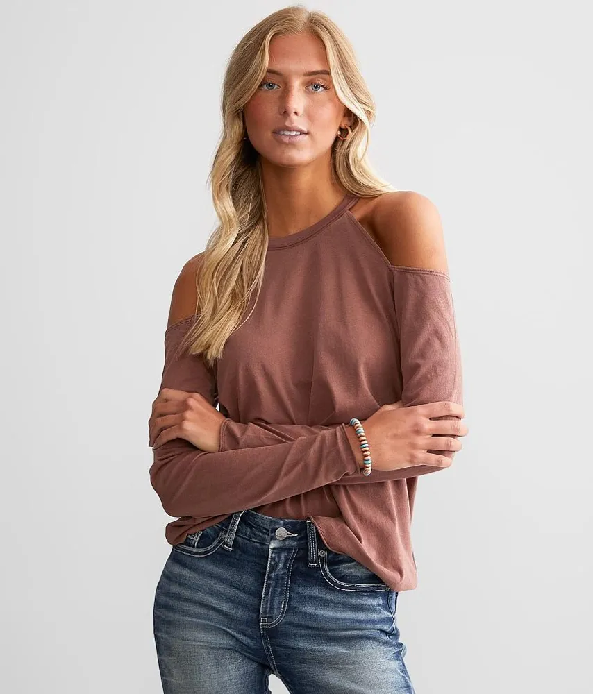 White Crow Rosette Cold Shoulder Top