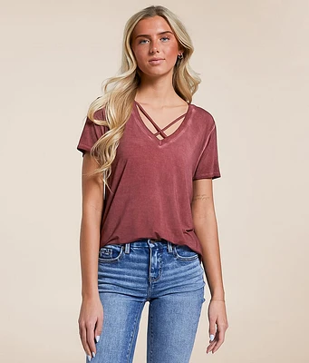 Sleek Jersey Crossover T-Shirt