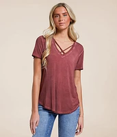 Sleek Jersey Crossover T-Shirt