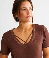Sleek Jersey Crossover T-Shirt