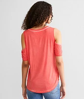 Washed Cold Shoulder T-Shirt