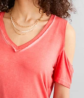 Washed Cold Shoulder T-Shirt