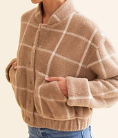 Lex Eyelash Plaid Bomber Jacket