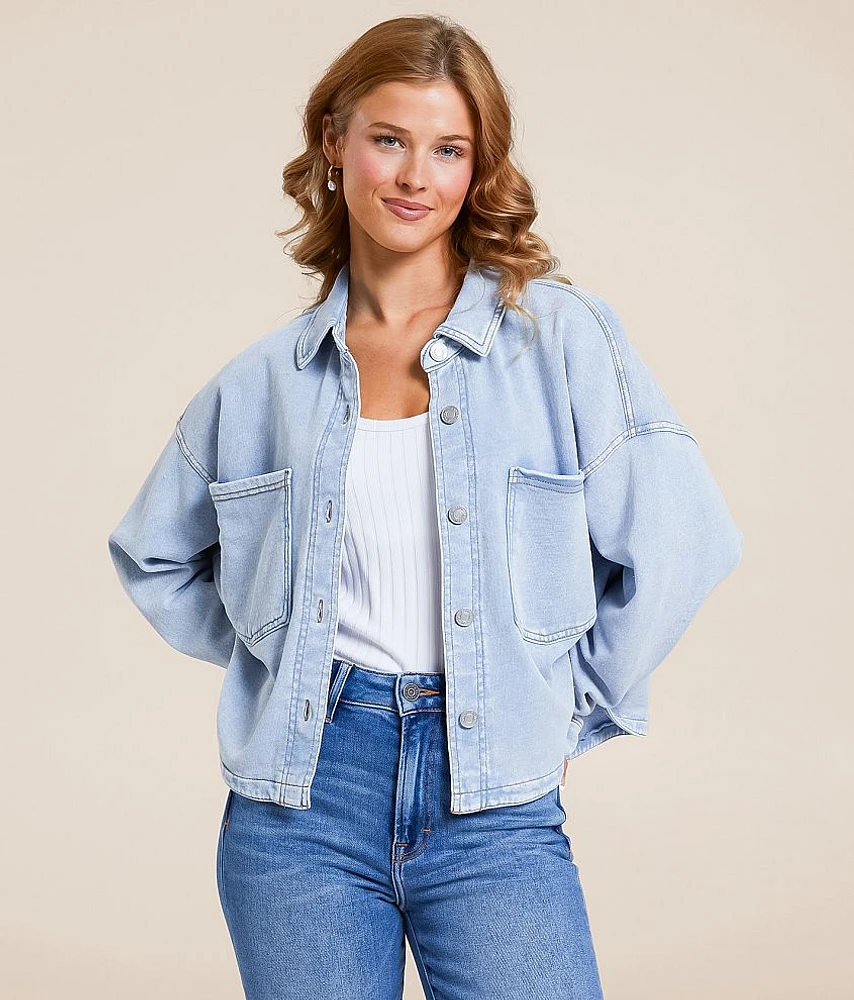 Z Supply All Day Knit Denim Cropped Jacket