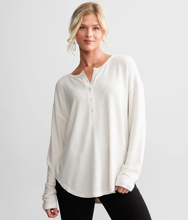 Cait Rib Henley top | White